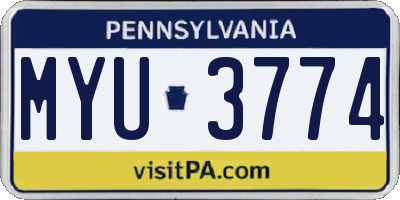 PA license plate MYU3774