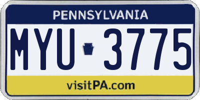 PA license plate MYU3775