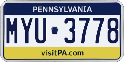 PA license plate MYU3778