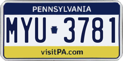 PA license plate MYU3781