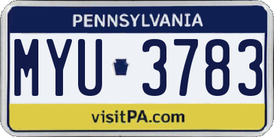 PA license plate MYU3783