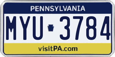 PA license plate MYU3784