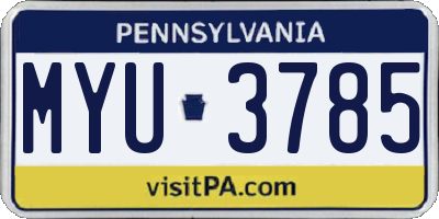 PA license plate MYU3785