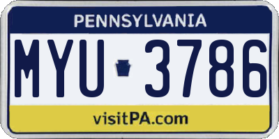 PA license plate MYU3786