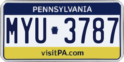 PA license plate MYU3787