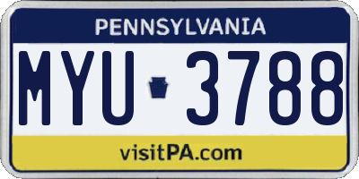 PA license plate MYU3788