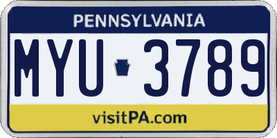 PA license plate MYU3789