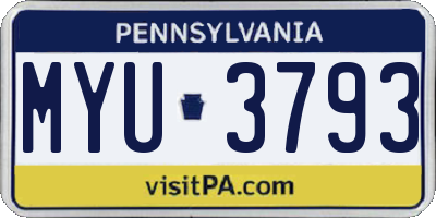 PA license plate MYU3793