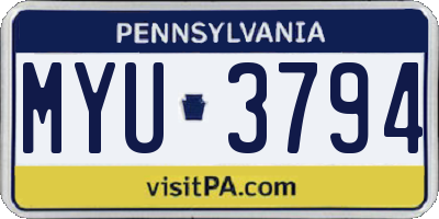 PA license plate MYU3794