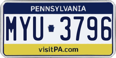 PA license plate MYU3796