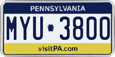 PA license plate MYU3800