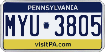 PA license plate MYU3805
