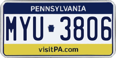 PA license plate MYU3806