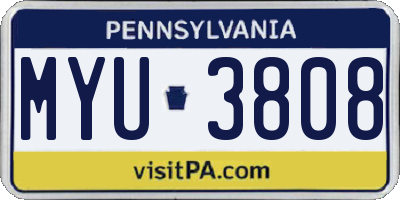 PA license plate MYU3808