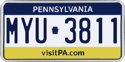 PA license plate MYU3811