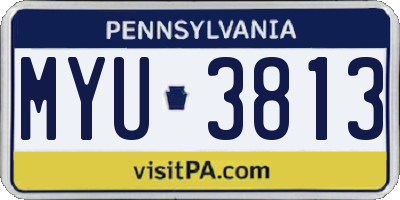 PA license plate MYU3813