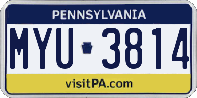 PA license plate MYU3814