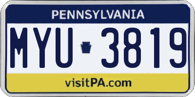 PA license plate MYU3819