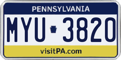 PA license plate MYU3820