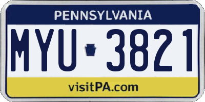 PA license plate MYU3821