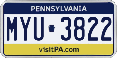 PA license plate MYU3822