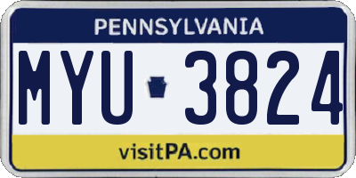 PA license plate MYU3824