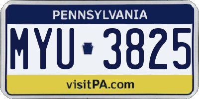 PA license plate MYU3825