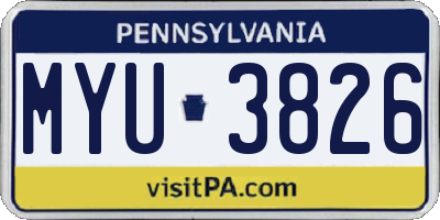 PA license plate MYU3826