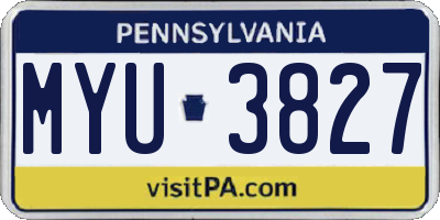 PA license plate MYU3827