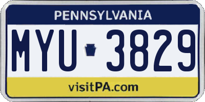 PA license plate MYU3829