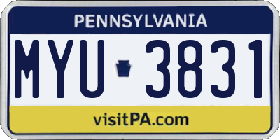 PA license plate MYU3831