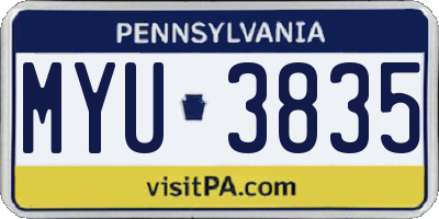 PA license plate MYU3835
