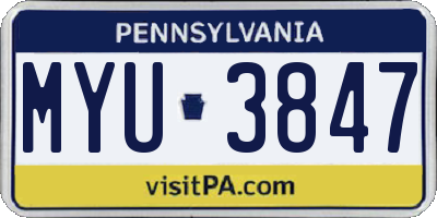 PA license plate MYU3847