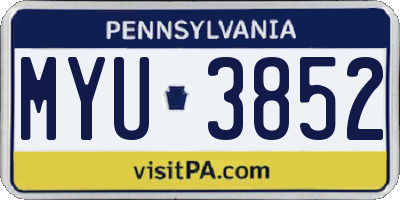 PA license plate MYU3852