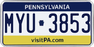 PA license plate MYU3853
