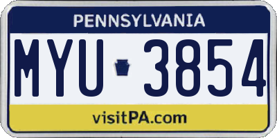 PA license plate MYU3854