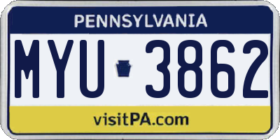 PA license plate MYU3862