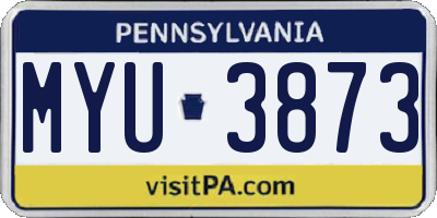 PA license plate MYU3873
