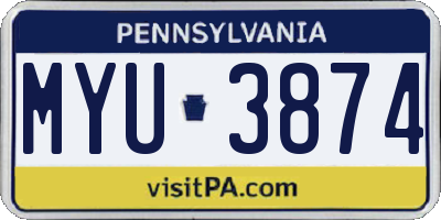 PA license plate MYU3874