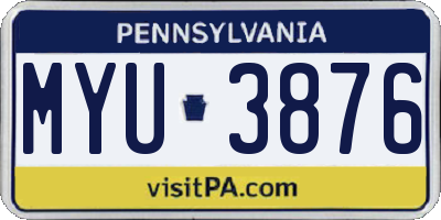 PA license plate MYU3876