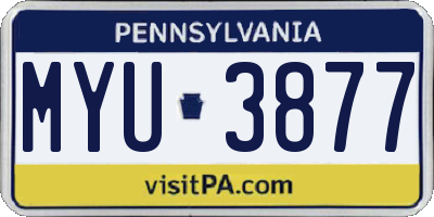 PA license plate MYU3877