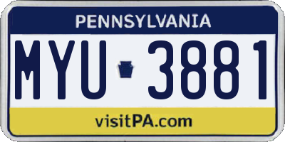 PA license plate MYU3881
