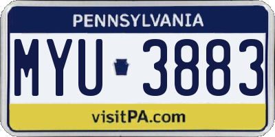 PA license plate MYU3883