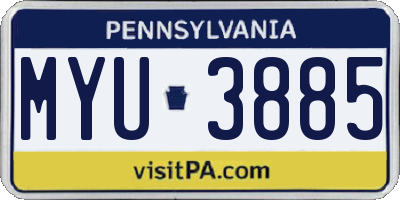 PA license plate MYU3885