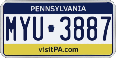 PA license plate MYU3887