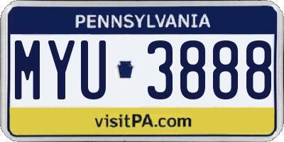 PA license plate MYU3888