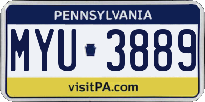 PA license plate MYU3889