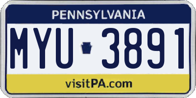 PA license plate MYU3891