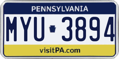 PA license plate MYU3894
