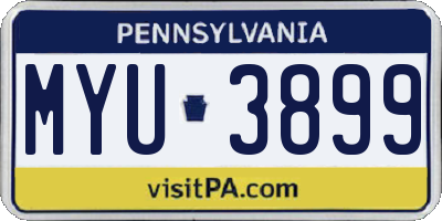 PA license plate MYU3899